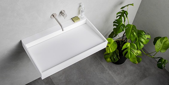 B DUTCH Base solid surface wastafel. Corian wastafel op maat gemaakt. B DUTCH Base solid surface wastafel. Corian wastafel op maat gemaakt.