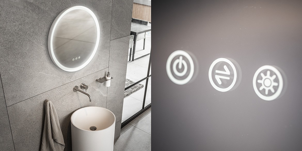 Ronde-spiegel-led-verlichting-witte-achtergrond-lijst-ronde-badkamerspiegel-design-badkamer-spiegel-B-DUTCH-2-1170 Ronde spiegel. ronde badkamerspiegel met LED verlichting. Twee uitvoeringen, drie afmetingen. B DUTCH design ronde spiegel badkamer.