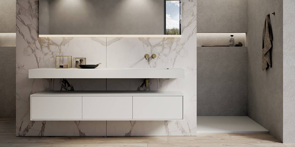badkamermeubel-wastafelmeubel-badkamerkast-badmeubel-Siena-B-DUTCH-wastafel-Barbados-Single-210-cm-Solid-Surface-Corian-1170 Luxe badkamers van B DUTCH. Design badkamers compleet programma design badkamer elementen. Badkamer inspiratie opdoen? Bezoek de fabrieksshowroom, badkamer showroom, van BDUTCH in Cuijk. Badkamer ontwerpen, badkamer inspiraties opdoen. Dit Solid Surface Corian Hi-Macs ligbad mat wit en de RVS vrijstaande badkamer kranen zijn mooie voorbeelden uit onze eigen B DUTCH collectie badkamer elementen voor tijdloze interieurs.