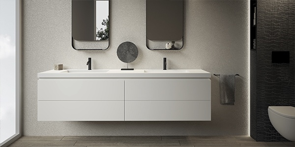 Badmeubel-badkamermeubel-op-maat-maatwerk-zwevend-hangend-bad-meubel-B-DUTCH-BDUTCH-Juve-Greep-1170-600×300 copy Corian badmeubel, wastafelmeubel, wastafelkastJuve Greep. Solid Surface Corian badmeubel met (dubbele) wastafel. Modern strak design B Dutch badkamermeubel van topkwaliteit Solid Surface, Corian Glacier. Dit design mat witte badmeubel is verkrijgbaar in diverse afmetingen. Badmeubel mat wit.
