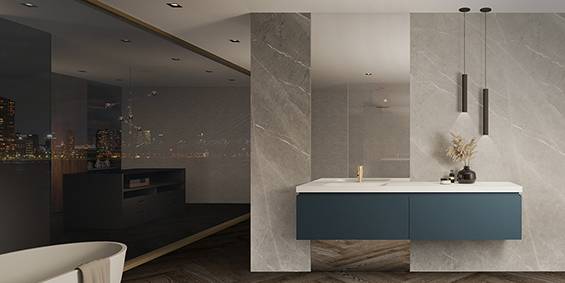 B Dutch badkamermeubel spuitwerk inspiratie badkamer moderne badkamer showroom B Dutch B Dutch badkamermeubel Venezia uitgevoerd in Corian. Badkamer inspiratie opdoen bij B Dutch.